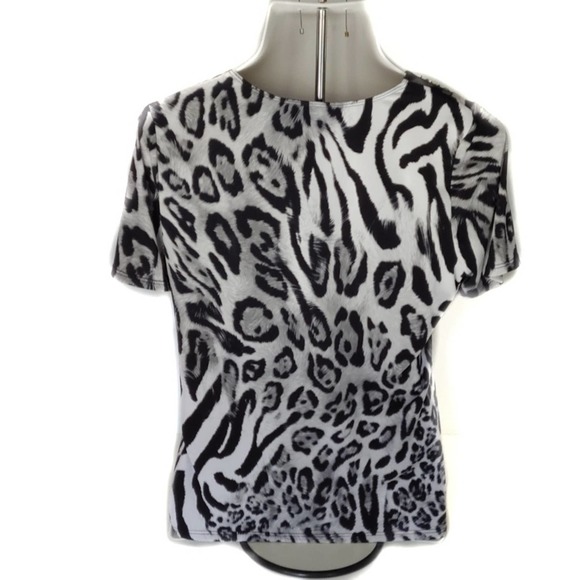 White Tiger Striped Print Blouse SzM - Picture 2 of 7